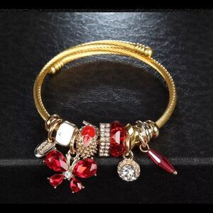 ‎RHINESTONE ADJUSTABLE BANGLE BRACELET